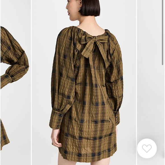 NWT GANNI 🙂 Seersucker Check Mini Dress NWT - Picture 4 of 10